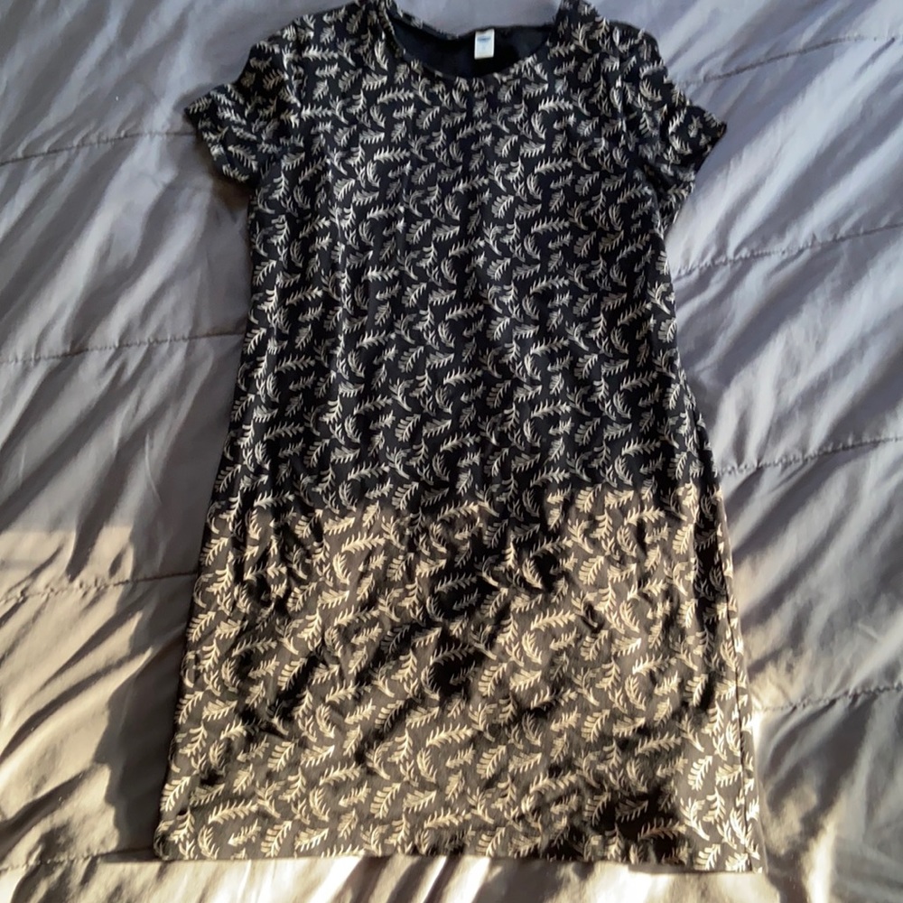 Old Navy XL Cotton Black with Branch Print Bodycon Dress